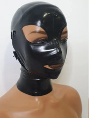 Buckle Strap Black Latex Hood