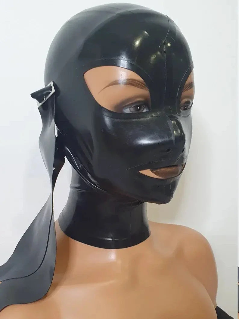 Buckle Strap Black Latex Hood