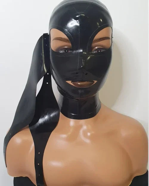 Buckle Strap Black Latex Hood