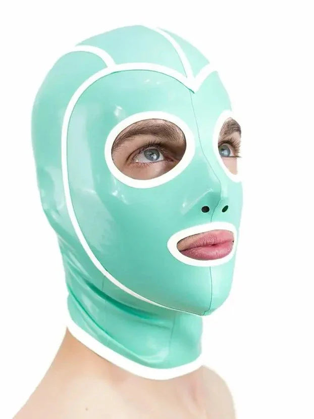 Mint Green Latex Mask with White Trim