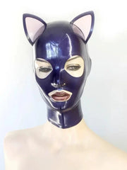 Purple Latex Mask with Cat Ears