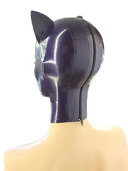 Purple Latex Mask with Cat Ears