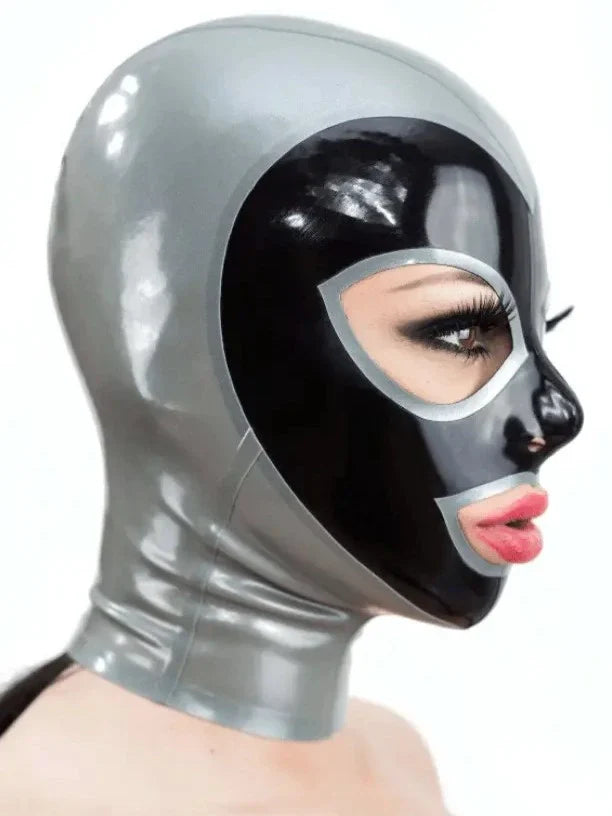 Zilver en zwart latex masker