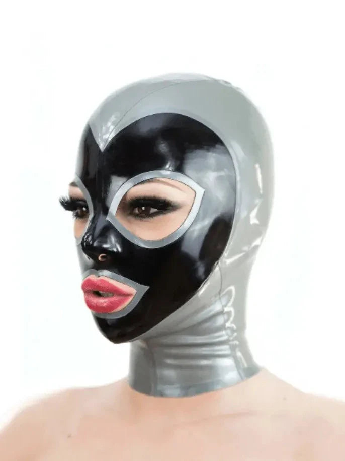 Zilver en zwart latex masker