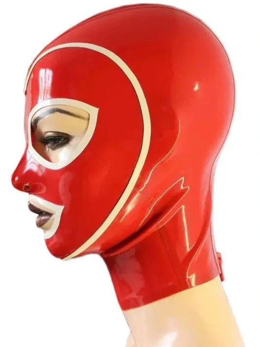 Red and White Latex Hood