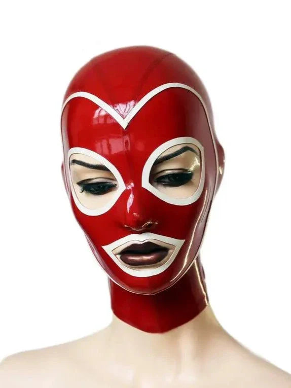 Red and White Latex Hood