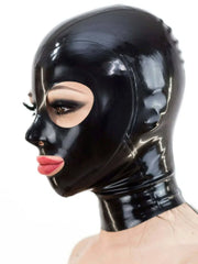 Latex  Hood & single color with zipper and round eyes