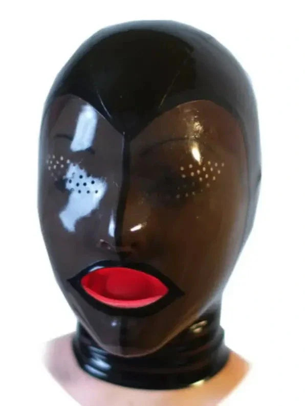 Transparante en zwarte latex capuchon - "Shadow Phantom"