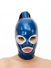 Blauw en wit latex masker - "Ocean Avenger"