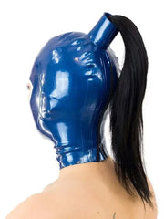 Blauw en wit latex masker - "Ocean Avenger"