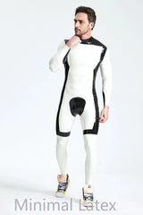 Male White Knight Back Zip Catsuit