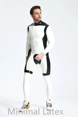 Male White Knight Back Zip Catsuit