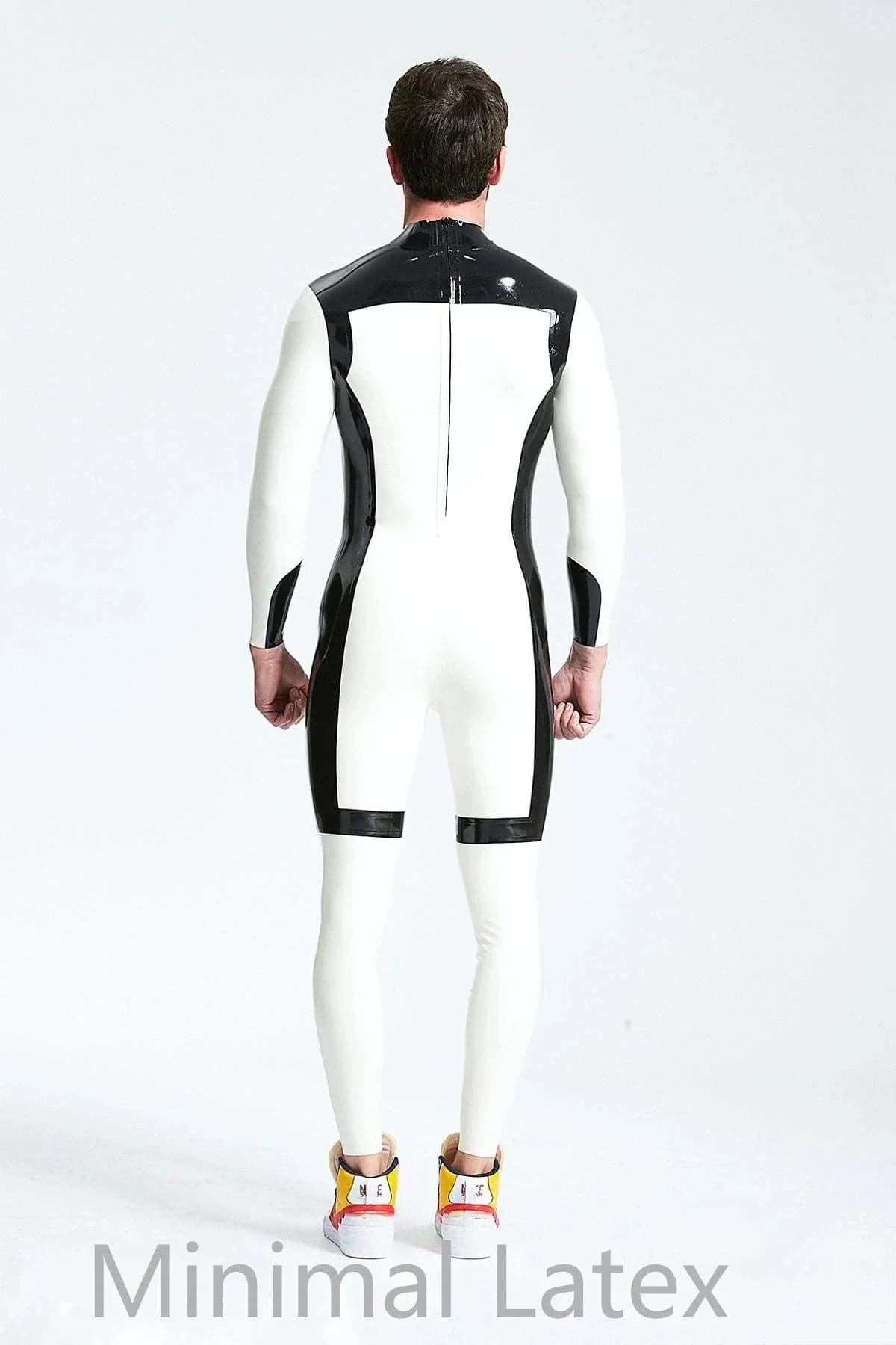 Male White Knight Back Zip Catsuit