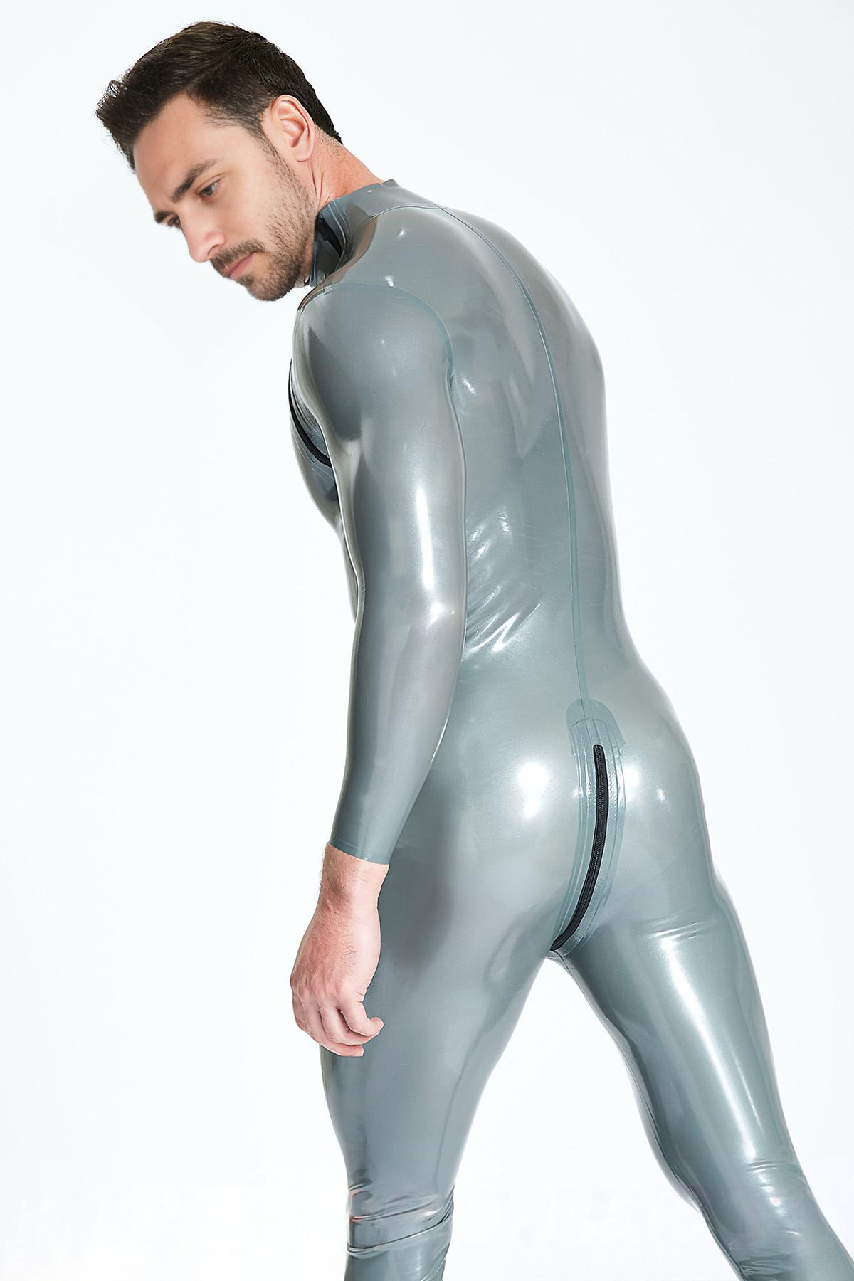 Male Double-Diagonal Zip Catsuit