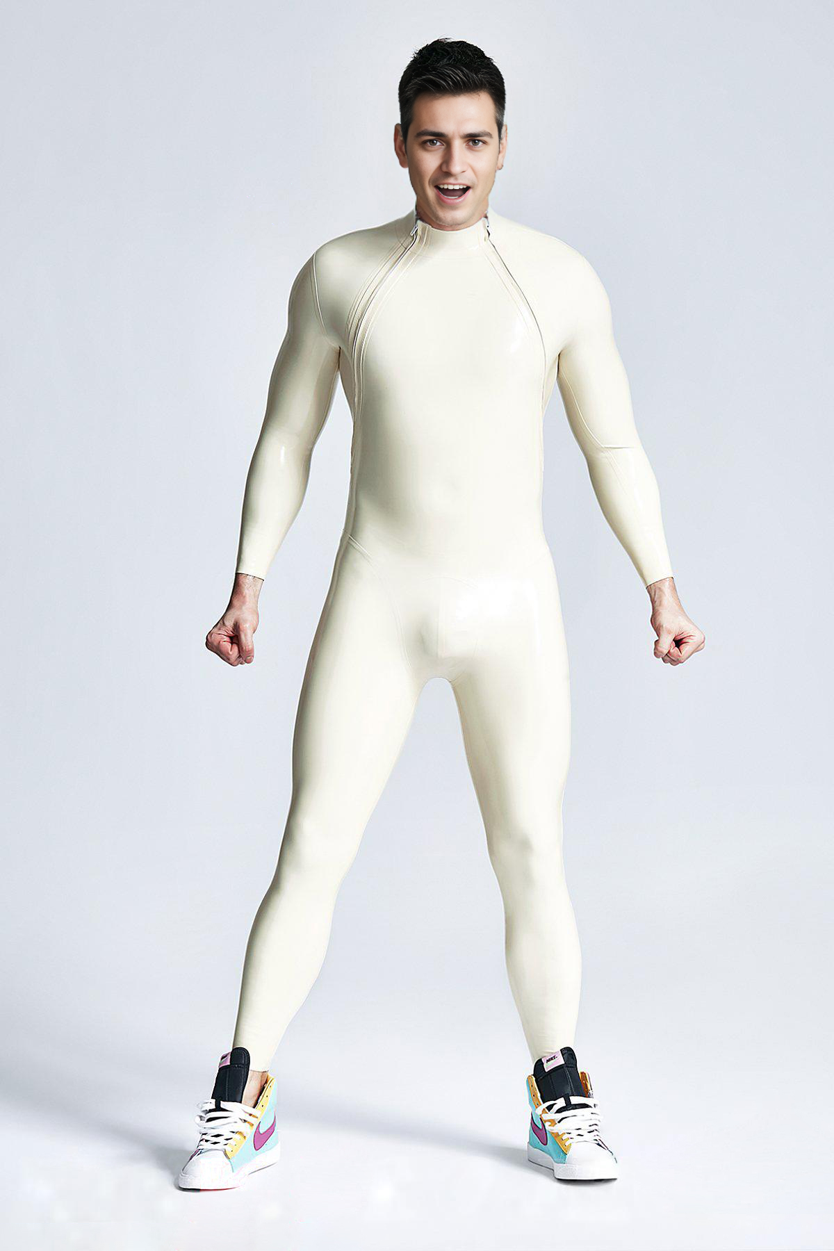 Male Double-Diagonal Zip Catsuit