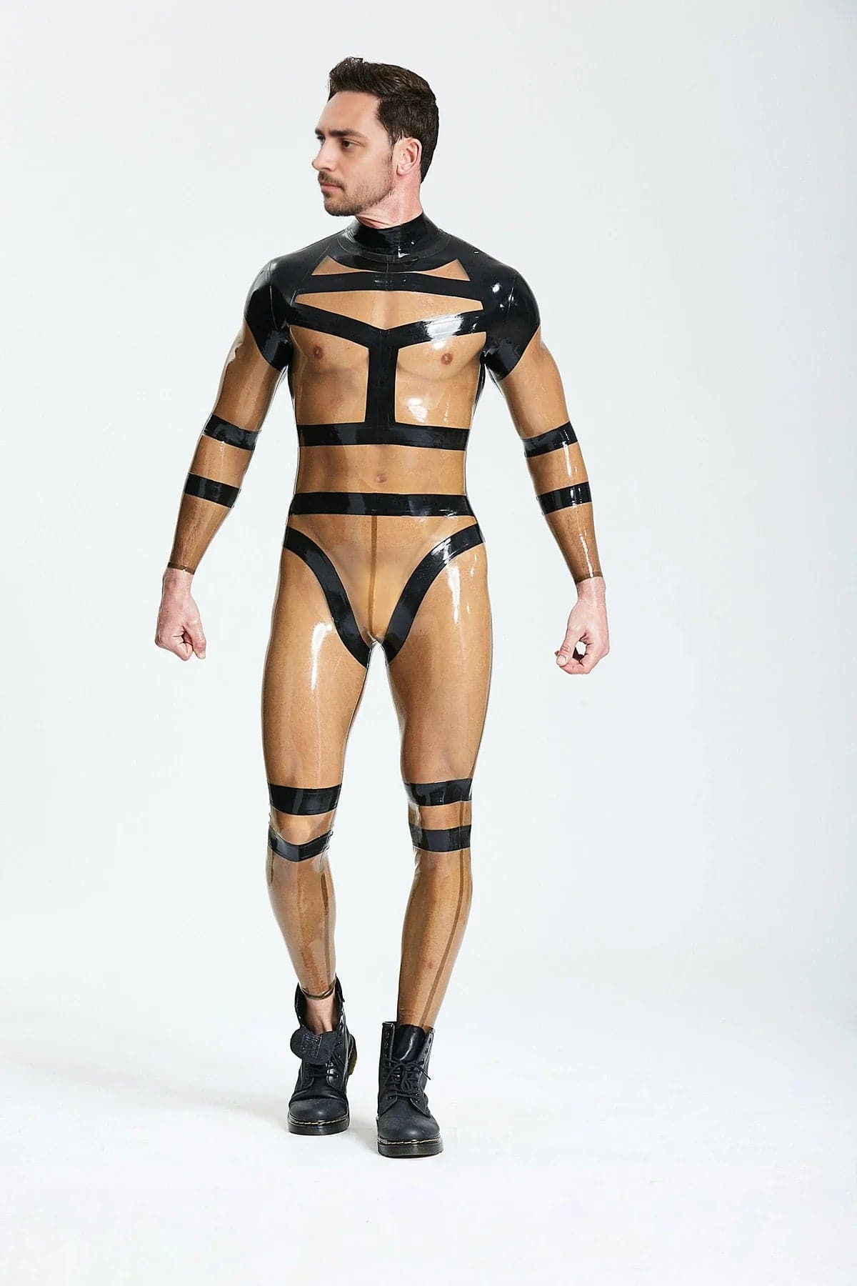 Male Harnessed Translucent Catsuit