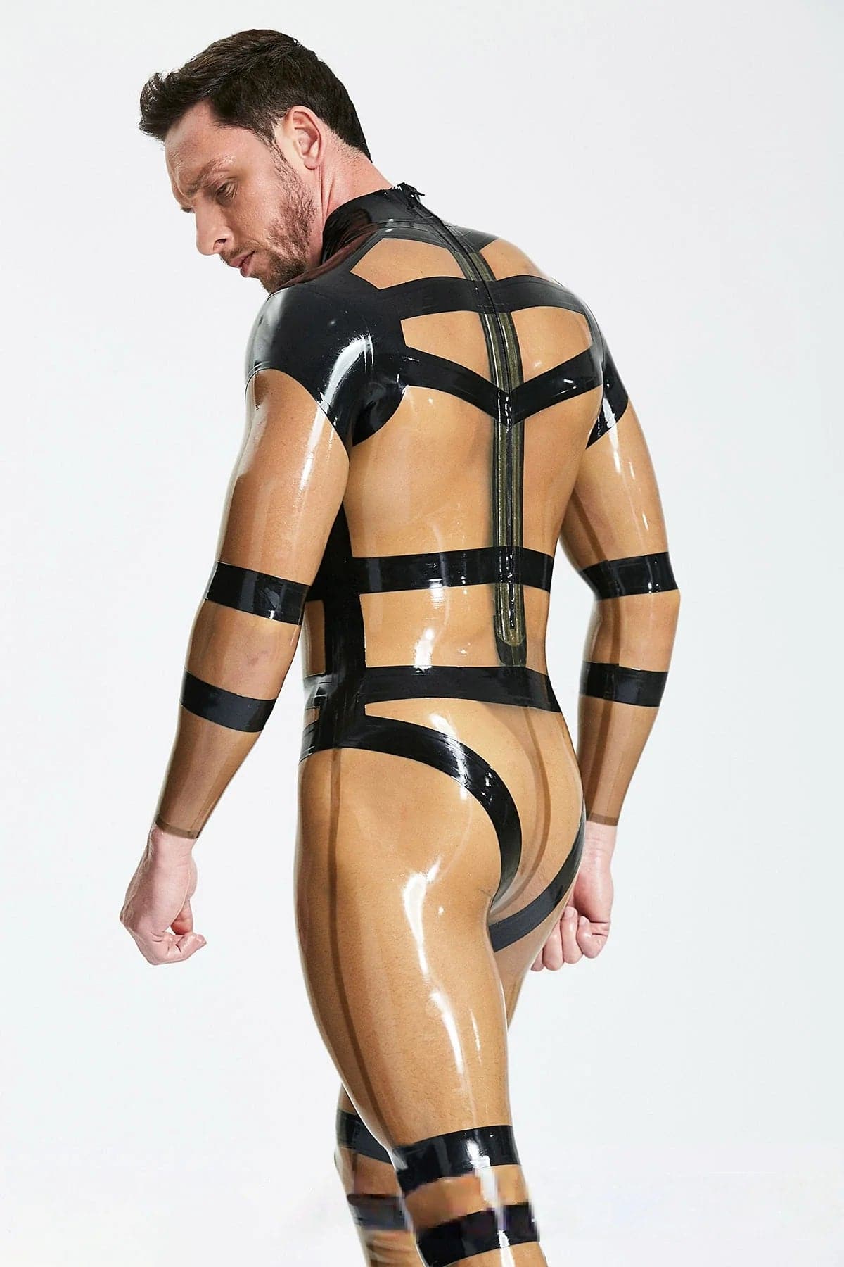 Male Harnessed Translucent Catsuit