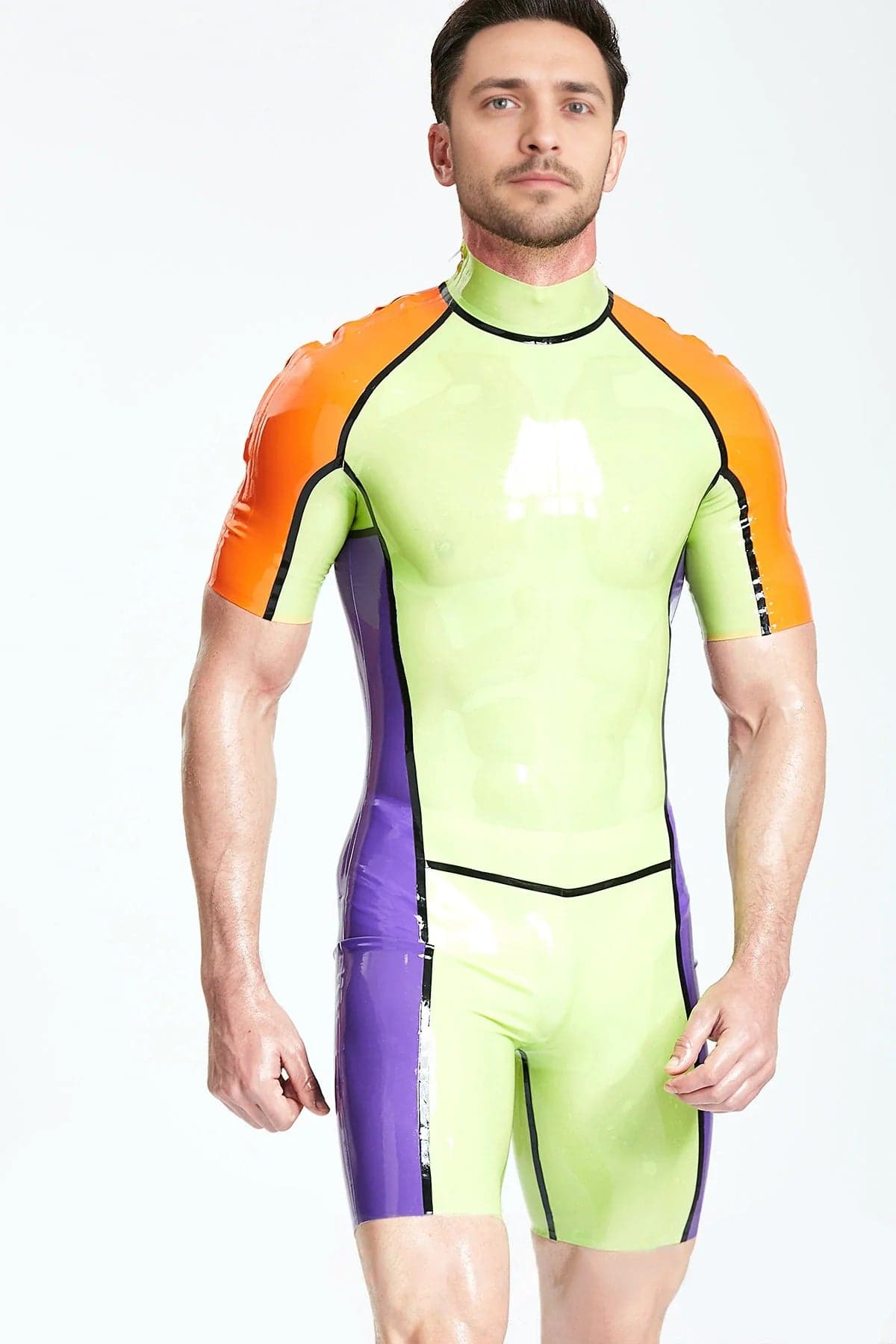 Heren veelkleurig surfpak met schouderrits