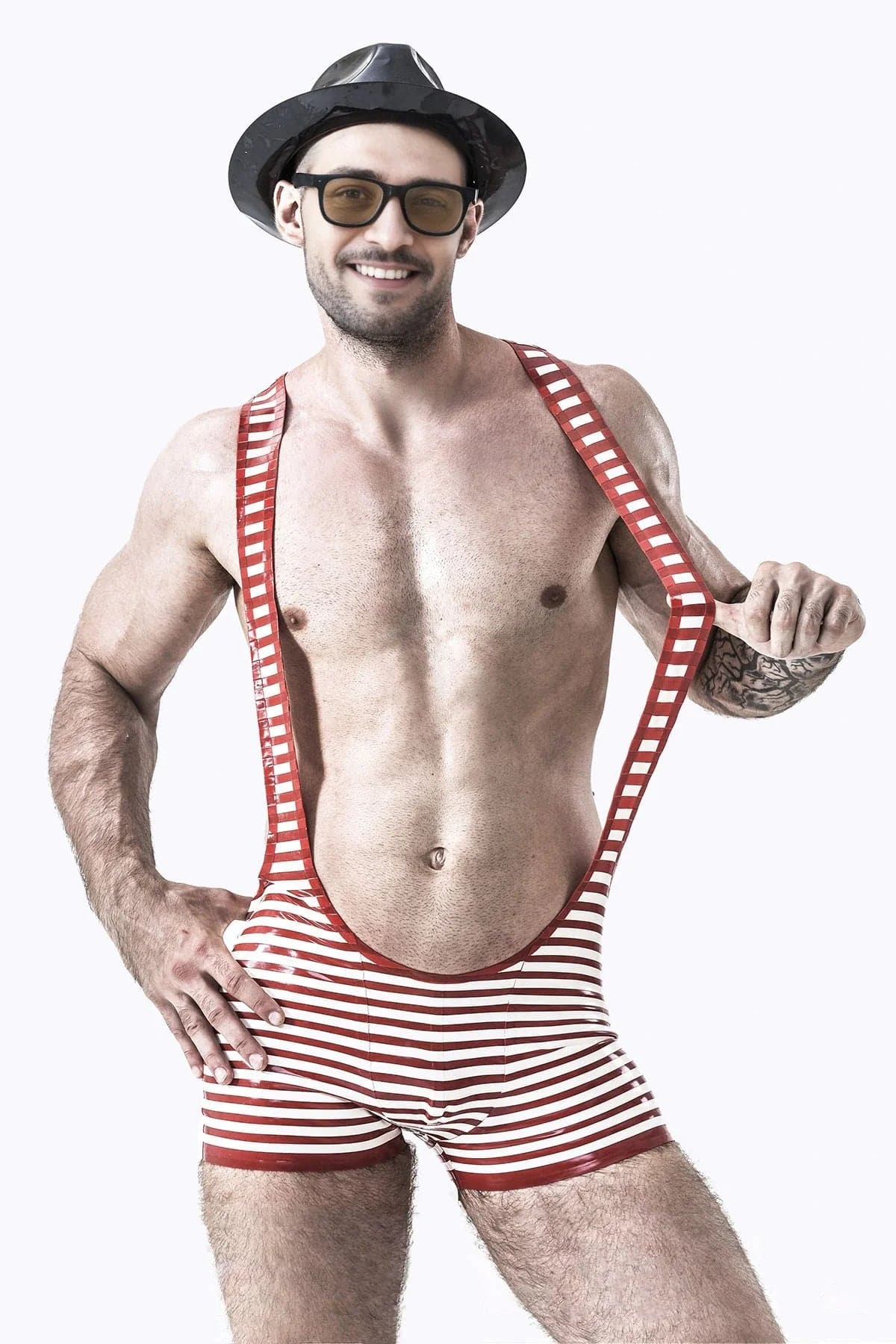 Male Outstanding Stripes Wrestling Suit