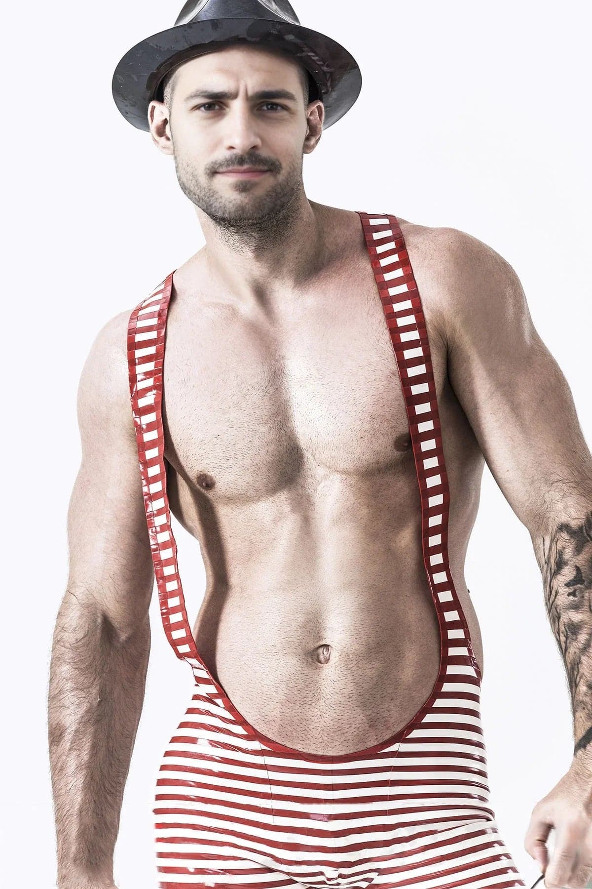 Male Outstanding Stripes Wrestling Suit