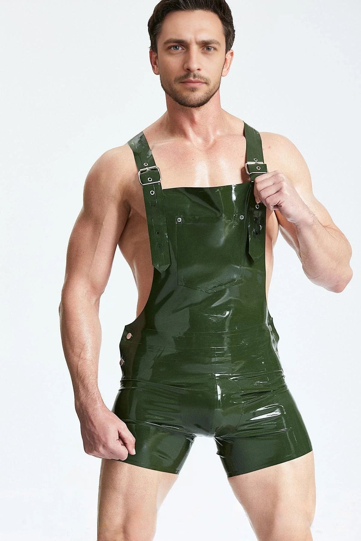 Male Dungaree Latex Shorts