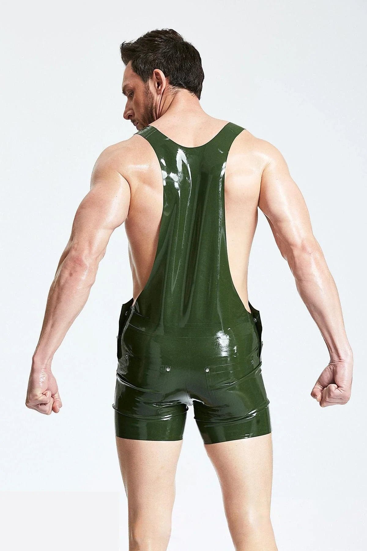 Male Dungaree Latex Shorts