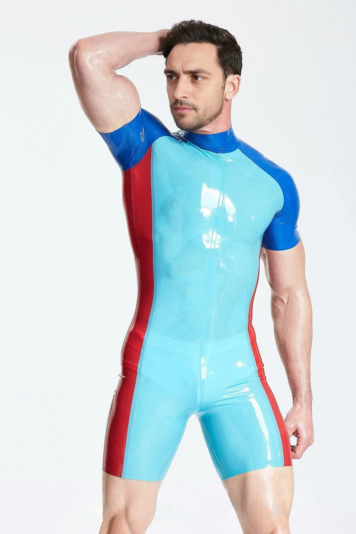 Male Tricolor Short-Sleeved Surfsuit