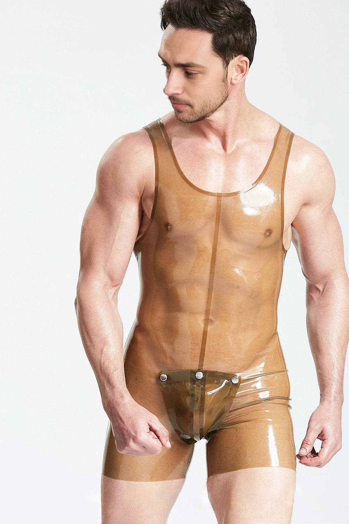 Male Translucent Codpiece Singlet Suit