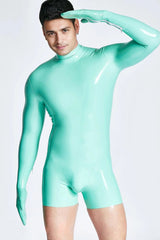 Male Mitten-Sleeved Neck Entry Short Catsuit