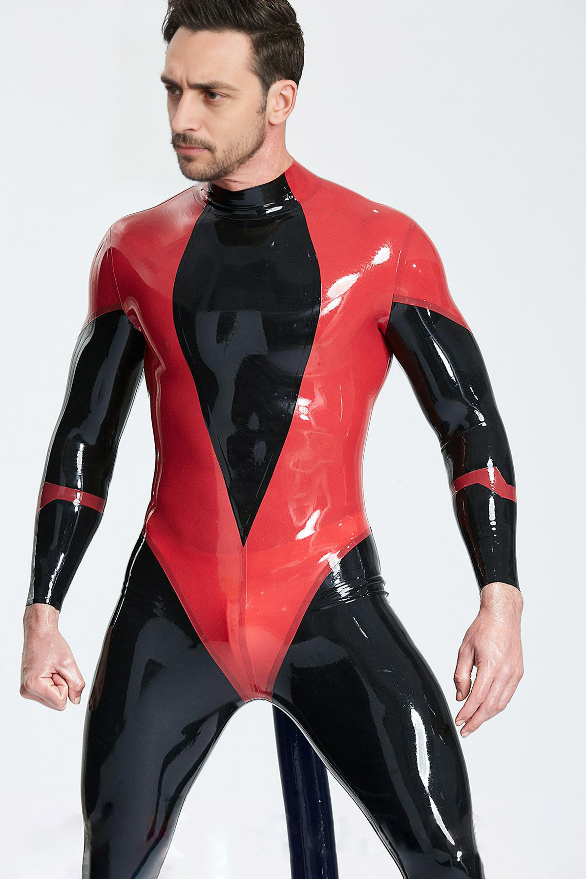 Mannelijke Devil-May-Care Catsuit met opgeblazen staart