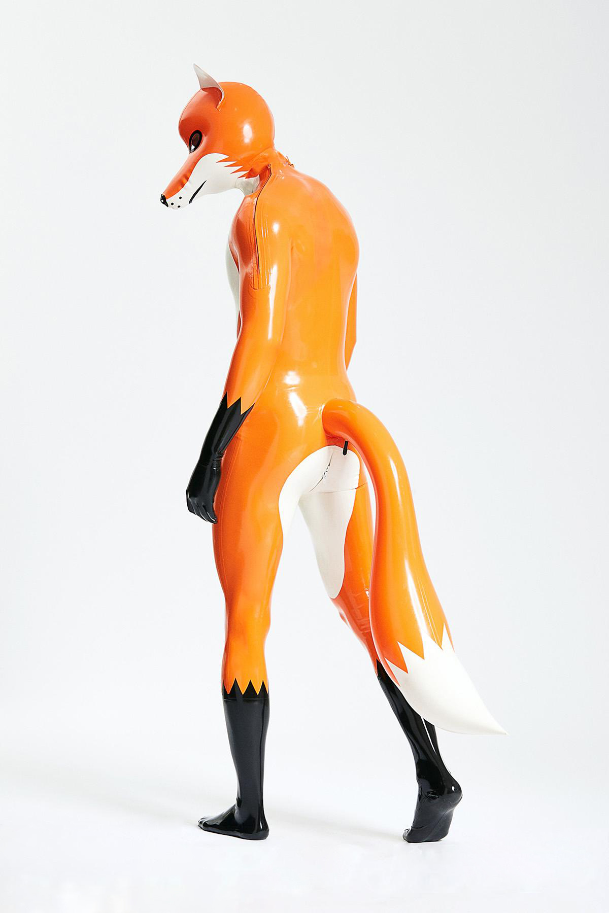 Male Fox Trotter Shoulder-Zipper Catsuit With Inflatable Tail