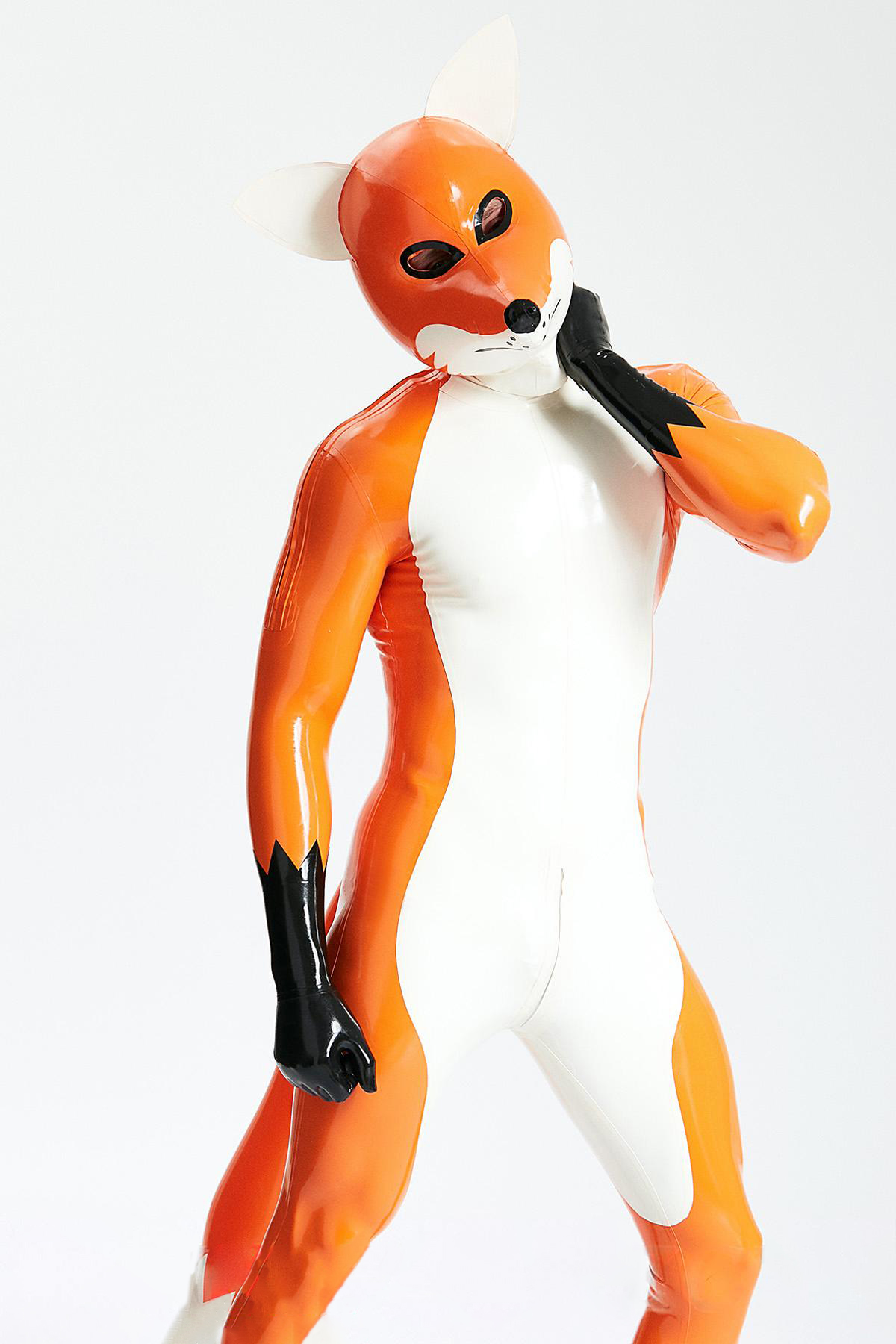 Male Fox Trotter Shoulder-Zipper Catsuit With Inflatable Tail