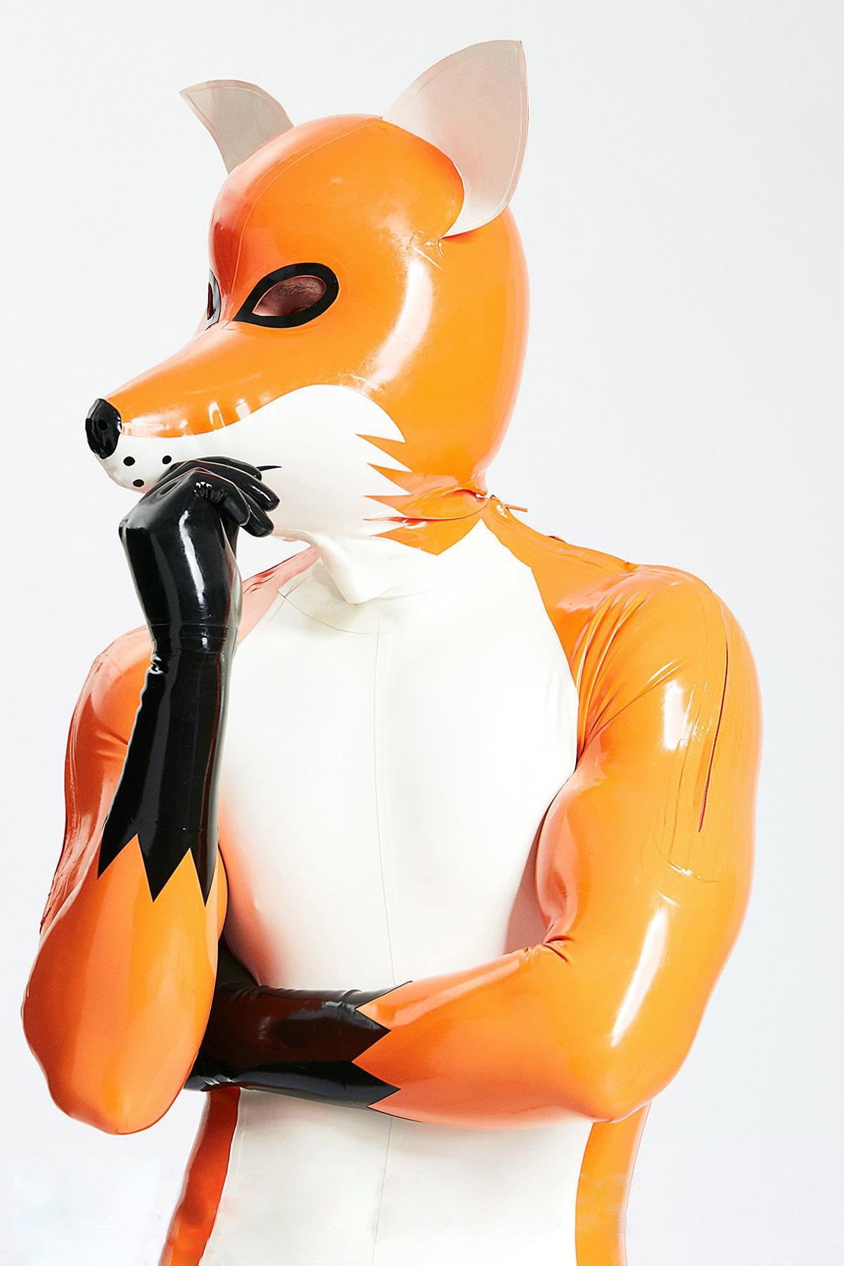 Mannelijke Fox Trotter Catsuit met schouderrits en opblaasbare staart