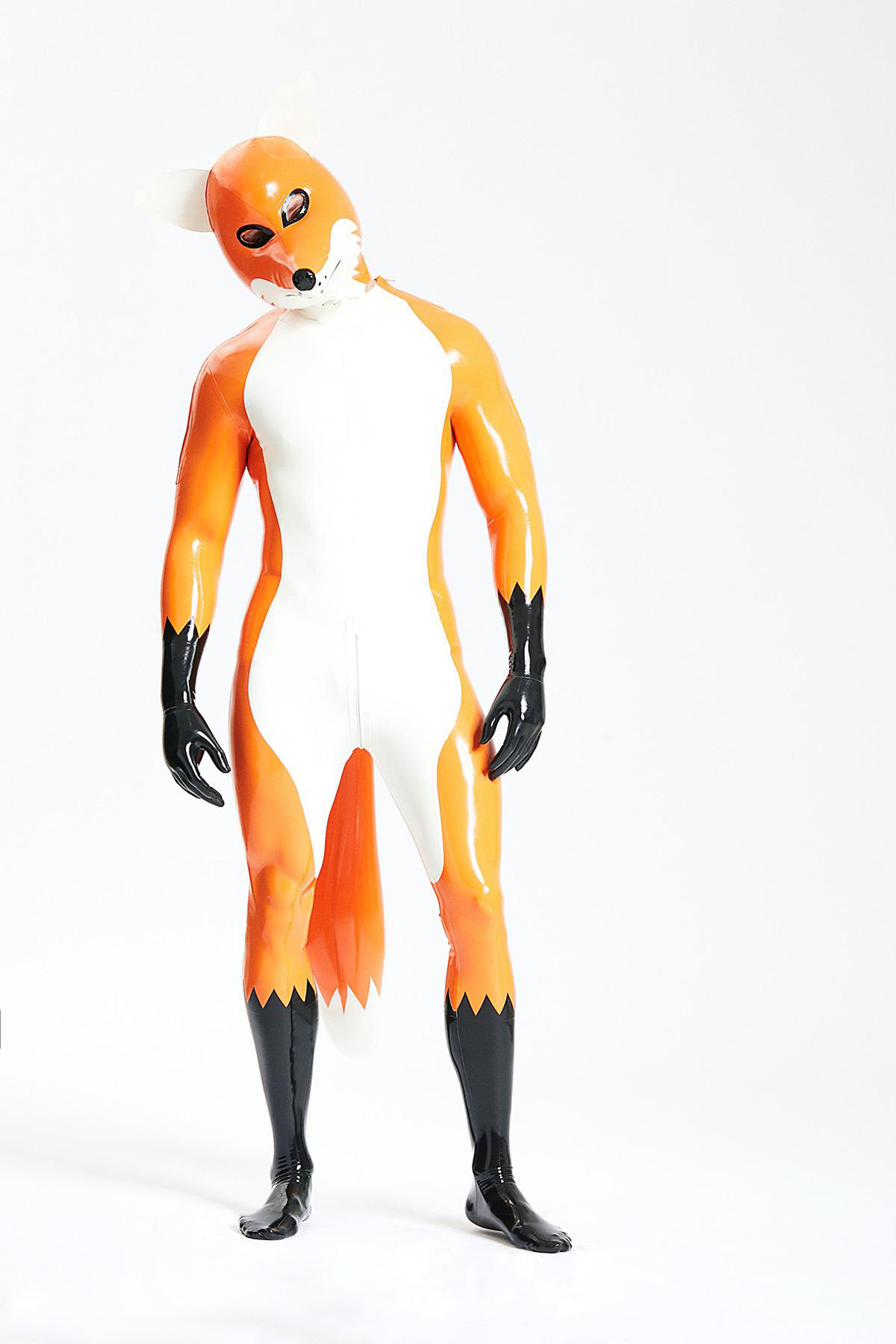 Mannelijke Fox Trotter Catsuit met schouderrits en opblaasbare staart