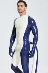 Perfekter Catsuit mit aufgeblasenem Schwanz für Männer mit Füßen und Handschuhen