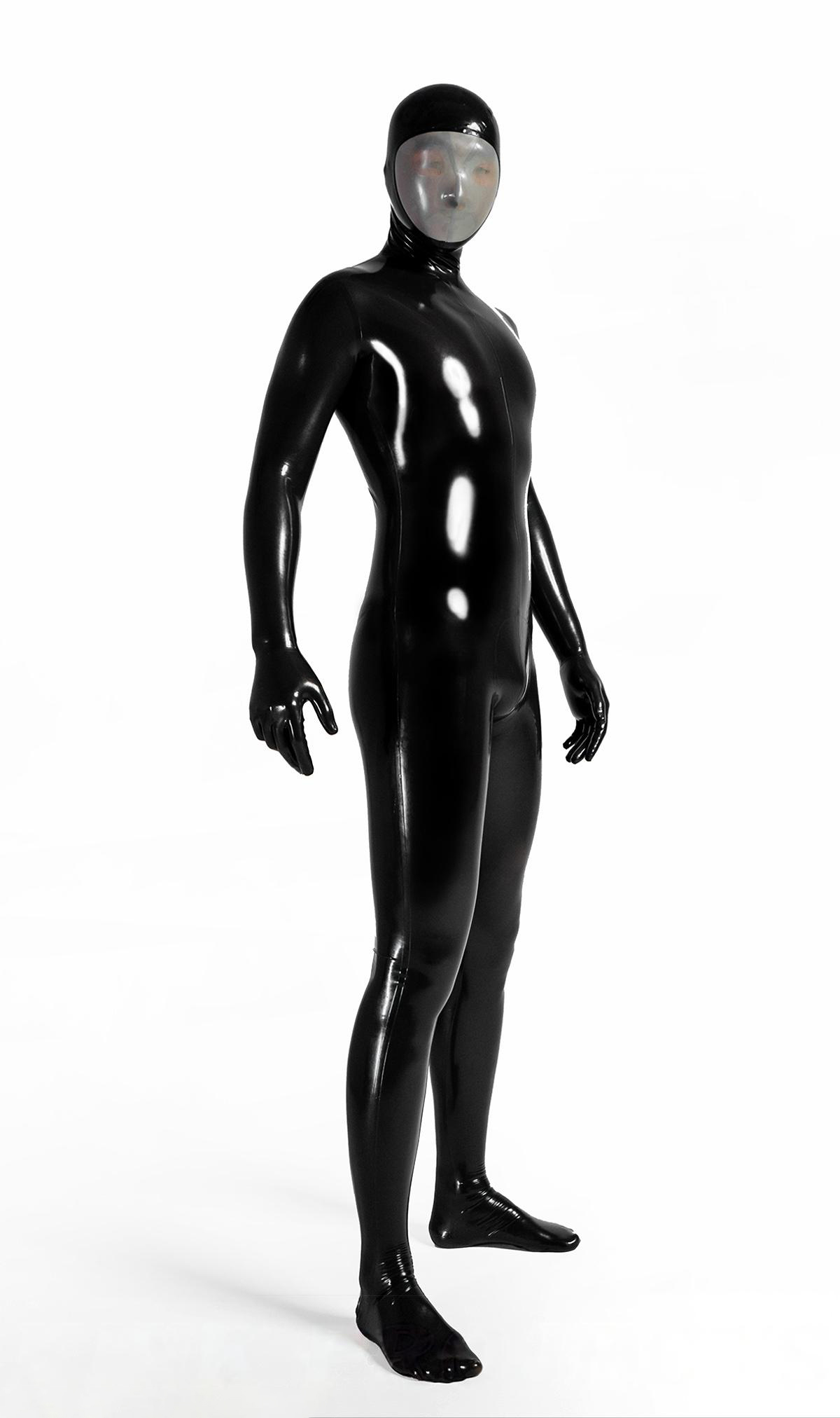 Latex-Catsuit mit Gesichtseinstieg für Männer