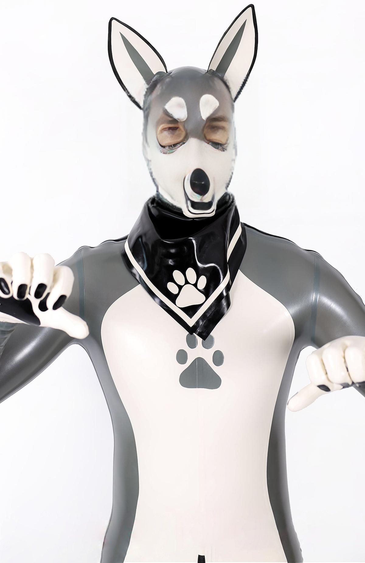 Male Grey Donkey Latex Catsuit