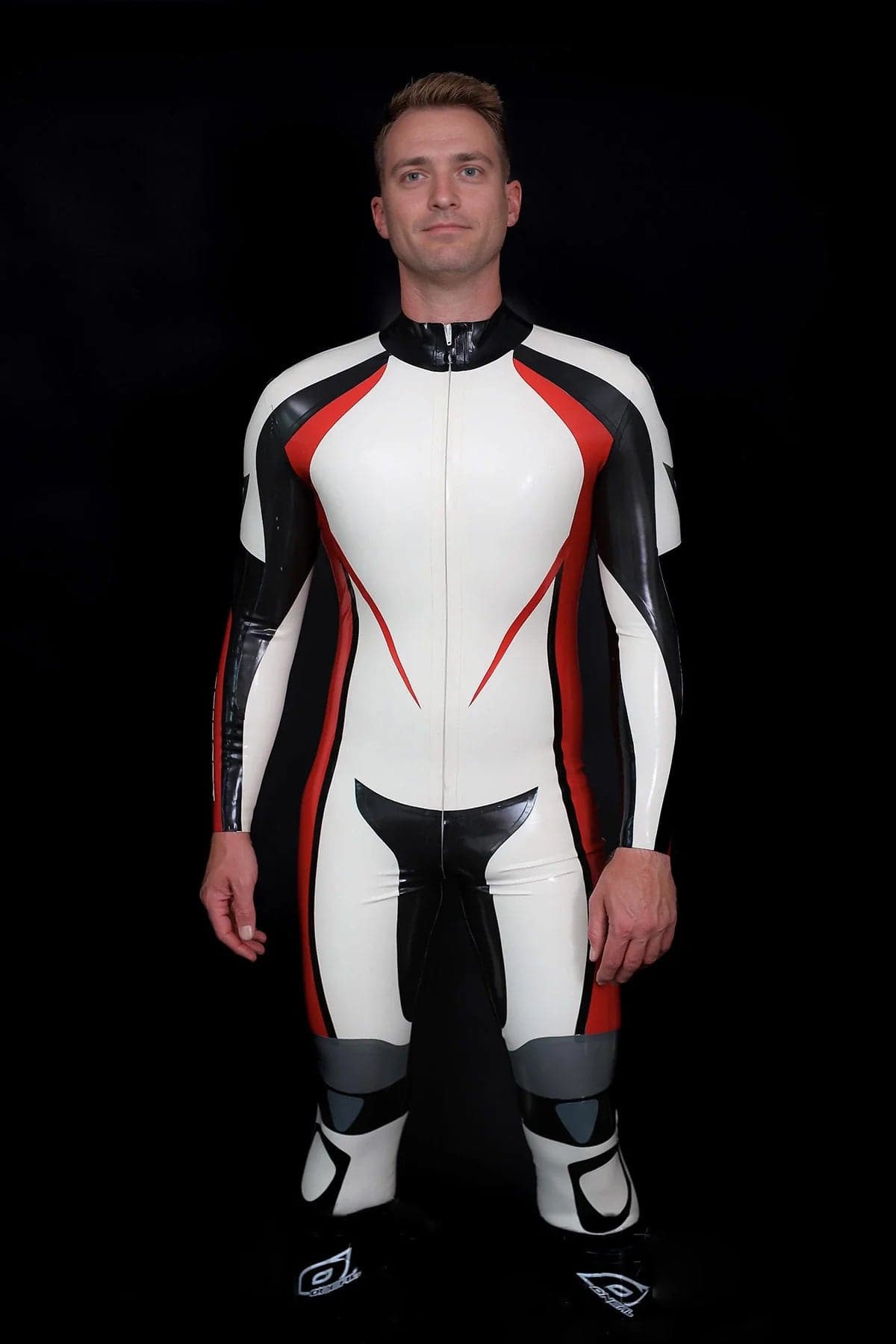 Motorradanzug aus Latex mit Logo für Männer