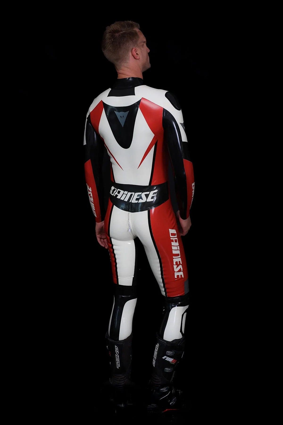 Male Logo Branded Motorcycle Latex Suit