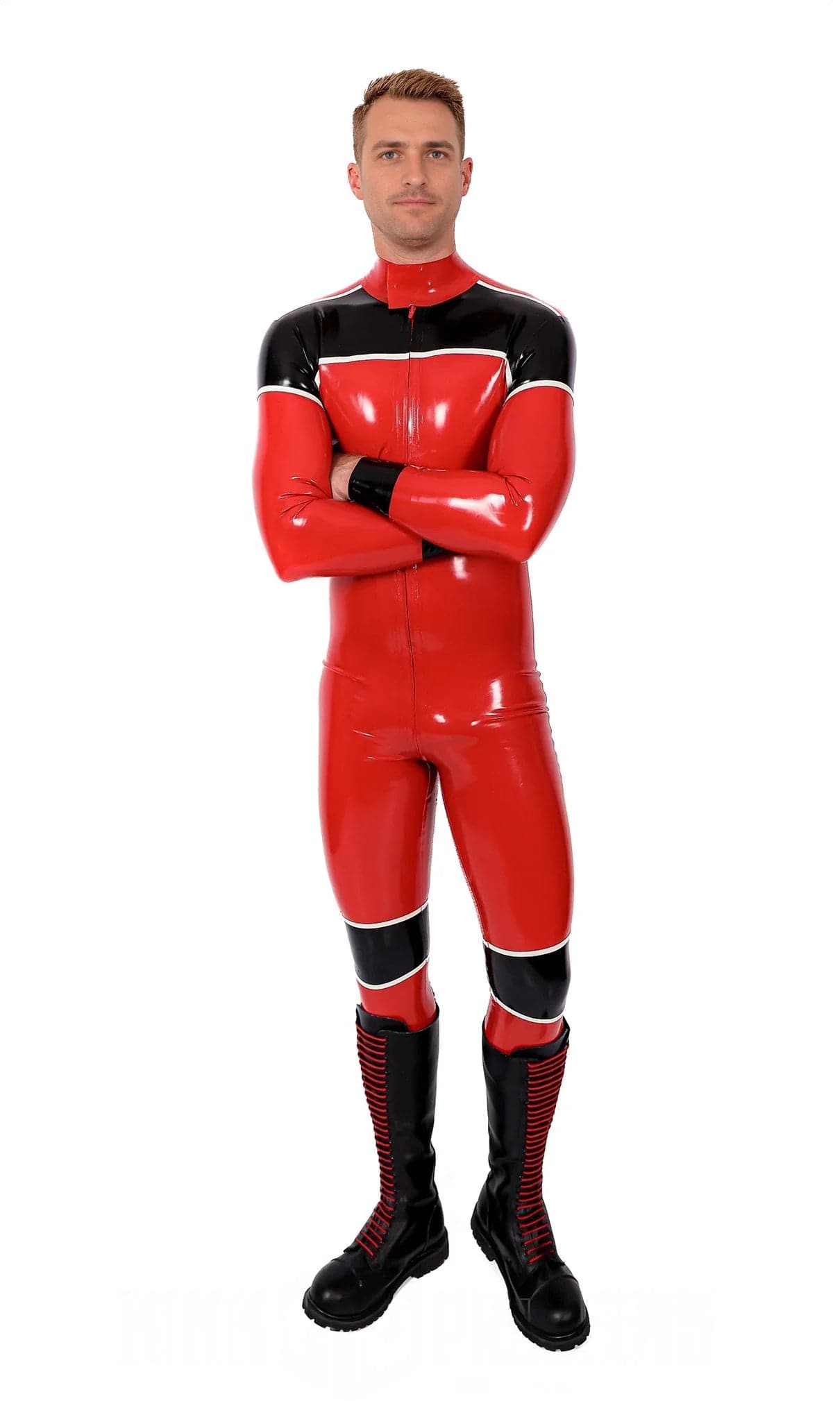 Männlicher Orbiton Latex-Catsuit mit Frontreißverschluss