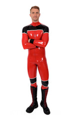 Mannelijke Orbiton latex catsuit met rits aan de voorkant