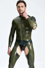 Male Translucent Chaps Look Shoulder-zip Catsuit