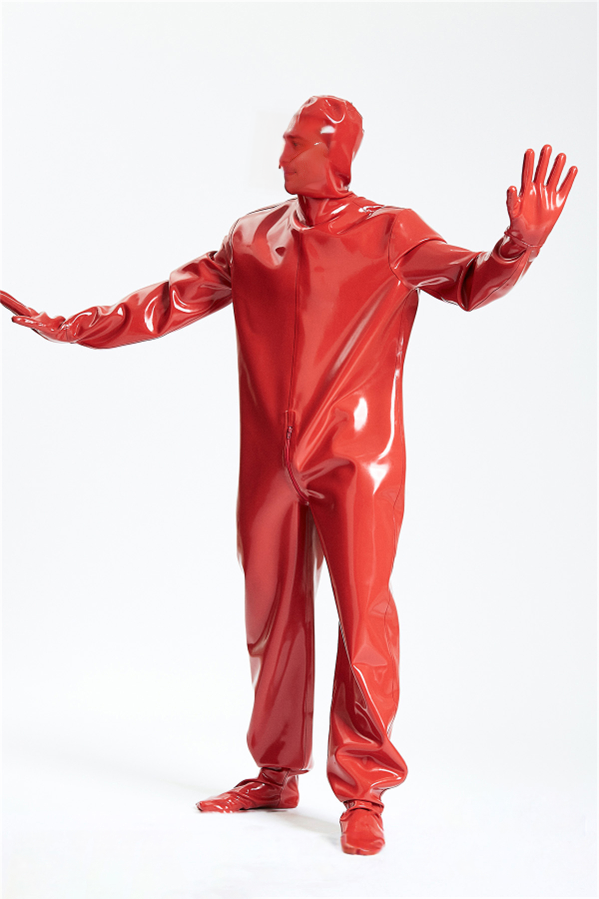 Male Hooded Heavy Latex Industrial Enclosure Suit