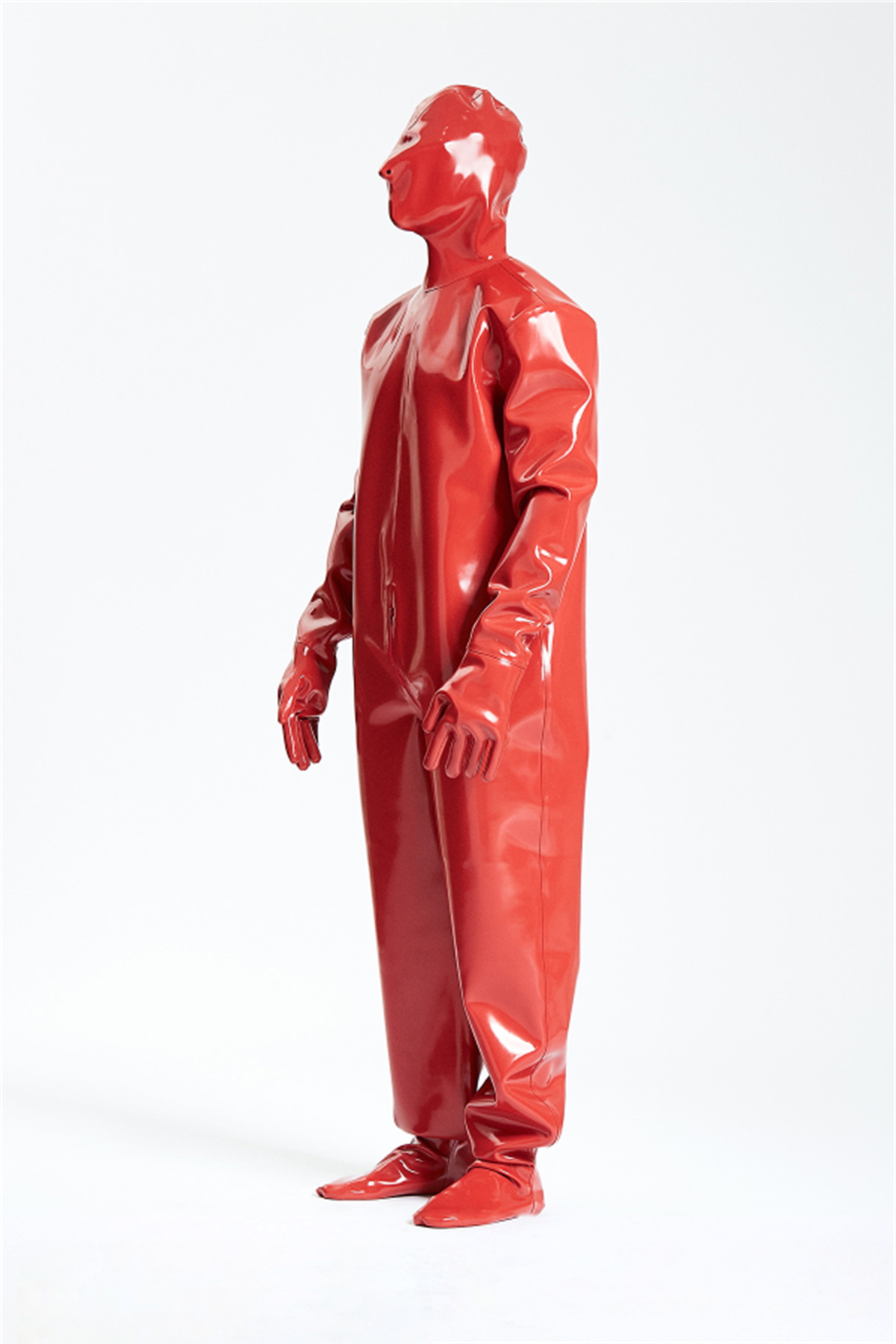 Male Hooded Heavy Latex Industrial Enclosure Suit