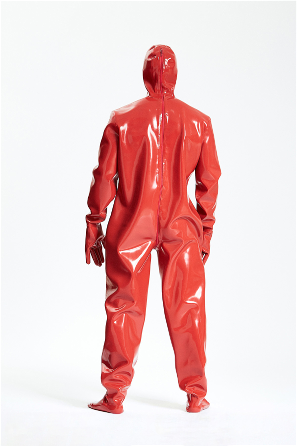 Male Hooded Heavy Latex Industrial Enclosure Suit