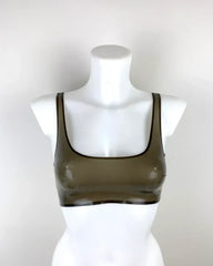 Transparent Olive Green Latex Crop Top