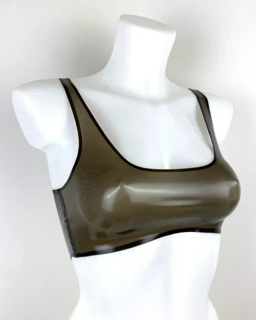 Transparent Olive Green Latex Crop Top