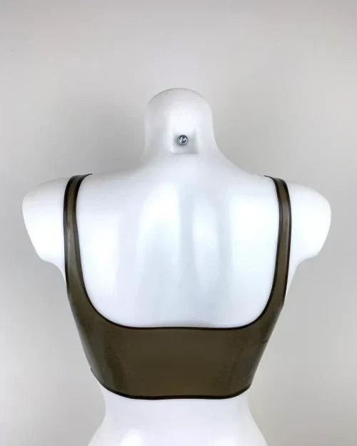 Transparent Olive Green Latex Crop Top