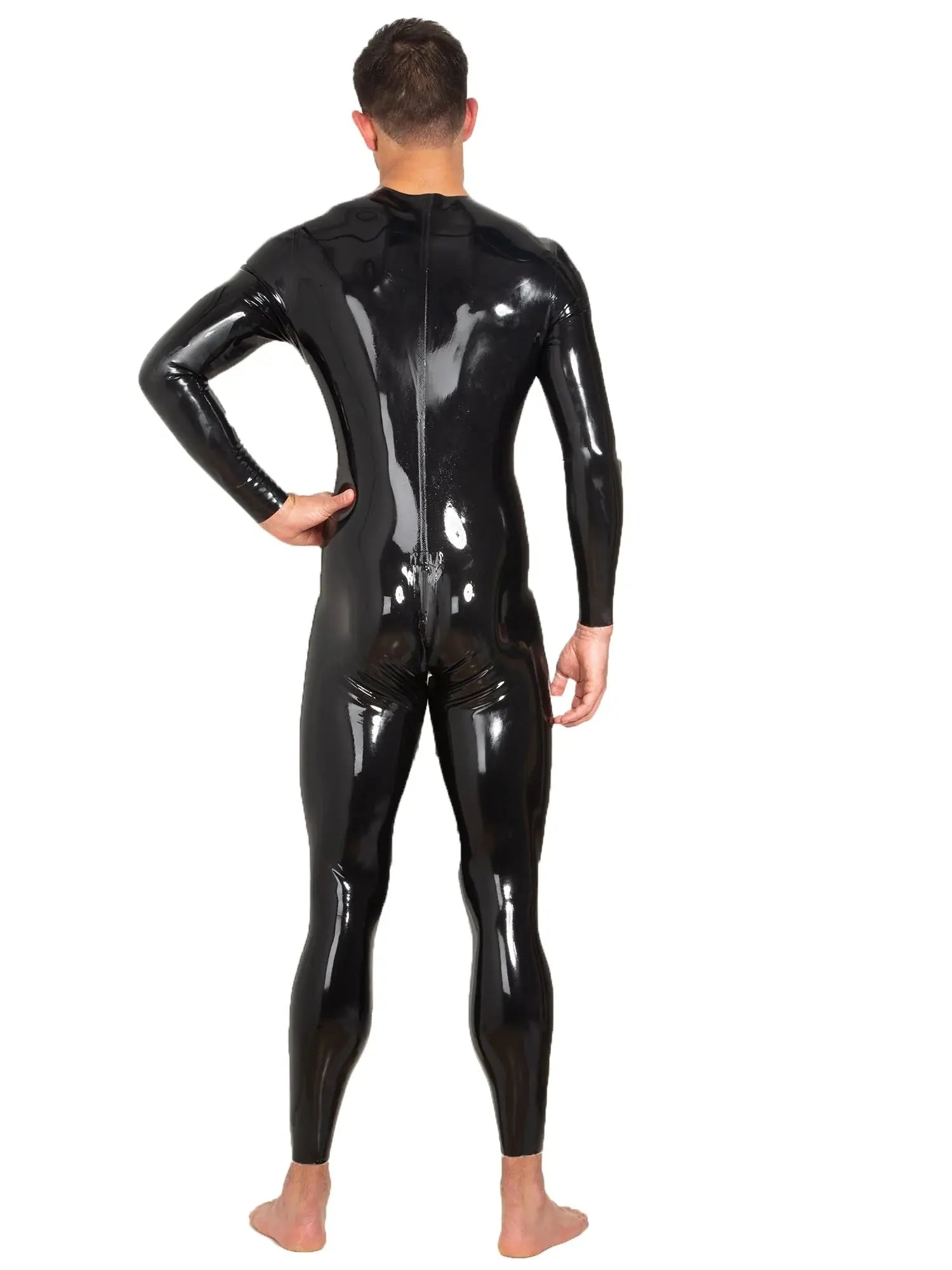 Black Latex Men's Catsuit with Front Zip