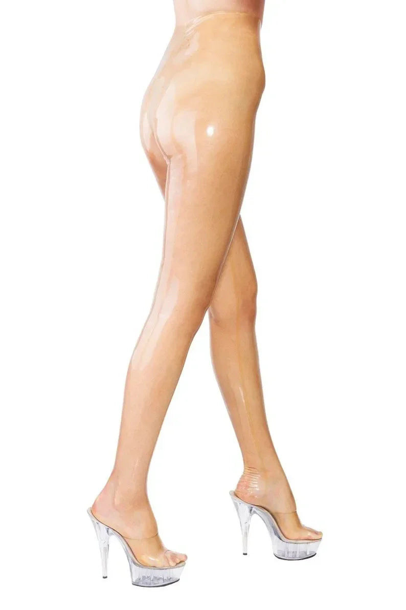 Nude Latex Leggings with a Transparent Look